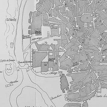Fragmento del plano de Toledo h. 1608 debido al Greco Fragmento del plano de Toledo h. 1608 debido al Greco