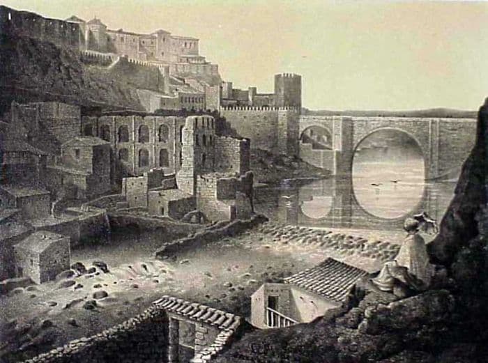 Dibujo y litografÃa de F.J. Parcerisa (1853) con las ruinas del Artificio Dibujo y litografÃa de F.J. Parcerisa (1853) con las ruinas del Artificio