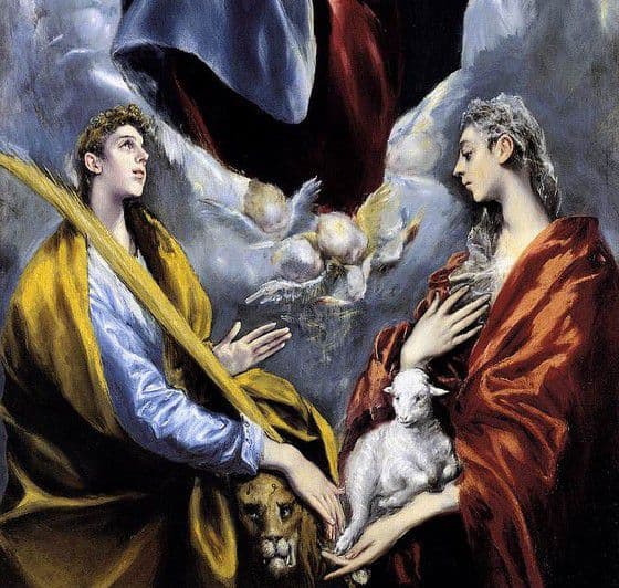 La Virgen con el Niño y las santas Martina e Inés (fragmento inferior, copia) La Virgen con el Niño y las santas Martina e Inés (fragmento inferior, copia)