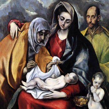 El Greco. La Sagrada Familia. A la derecha ¿un autorretrato del pintor? El Greco. La Sagrada Familia. A la derecha ¿un autorretrato del pintor?