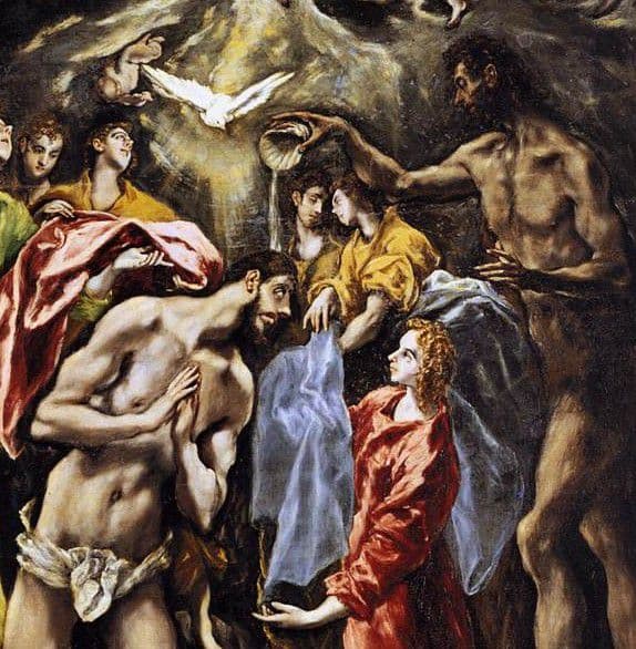 El Greco. Bautismo de Cristo (1608-1614, fragmento) . El Greco. Bautismo de Cristo (1608-1614, fragmento) .